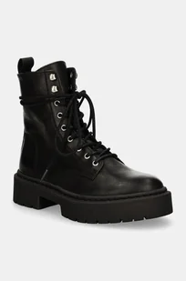 Steve Madden workery skórzane Gusto damskie kolor czarny na płaskim obcasie SM11003330 - Botki damskie - miniaturka - grafika 1
