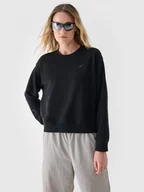 Bluzy sportowe damskie - Damska bluza dresowa nierozpinana bez kaptura 4F 4FWMM00TSWSF1765 - czarna - miniaturka - grafika 1