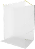 Ścianki i drzwi prysznicowe - Mexen Kioto ścianka prysznicowa wolnostojąca 130 x 200 cm, szron 8 mm, złota szczotkowana - 800-130-002-55-30 - miniaturka - grafika 1