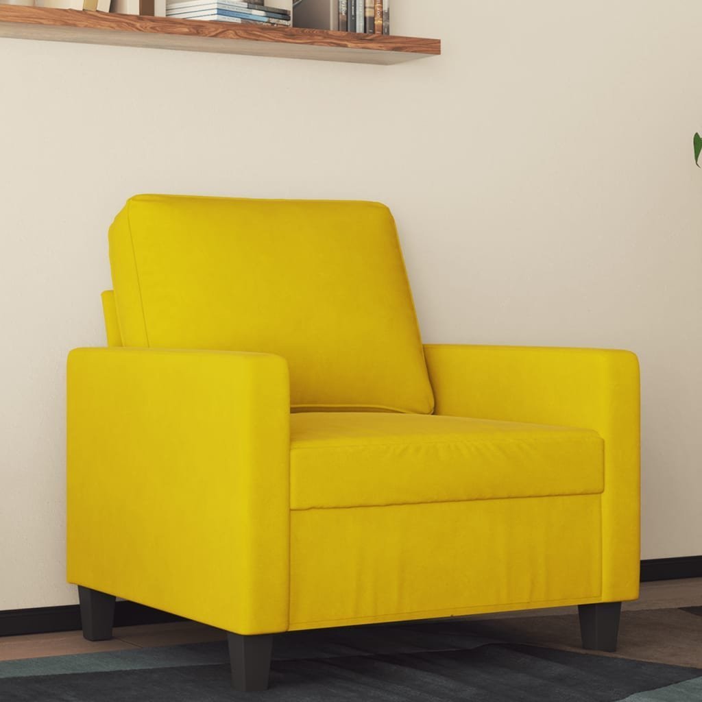 vidaXL vidaXL Fotel, żółty, 60 cm, obity aksamitem