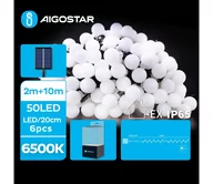 Lampy ogrodowe - Aigostar - LED Ozdobny łańcuch solarny 50xLED/8 funkcji 12m IP65 zimny biały - miniaturka - grafika 1