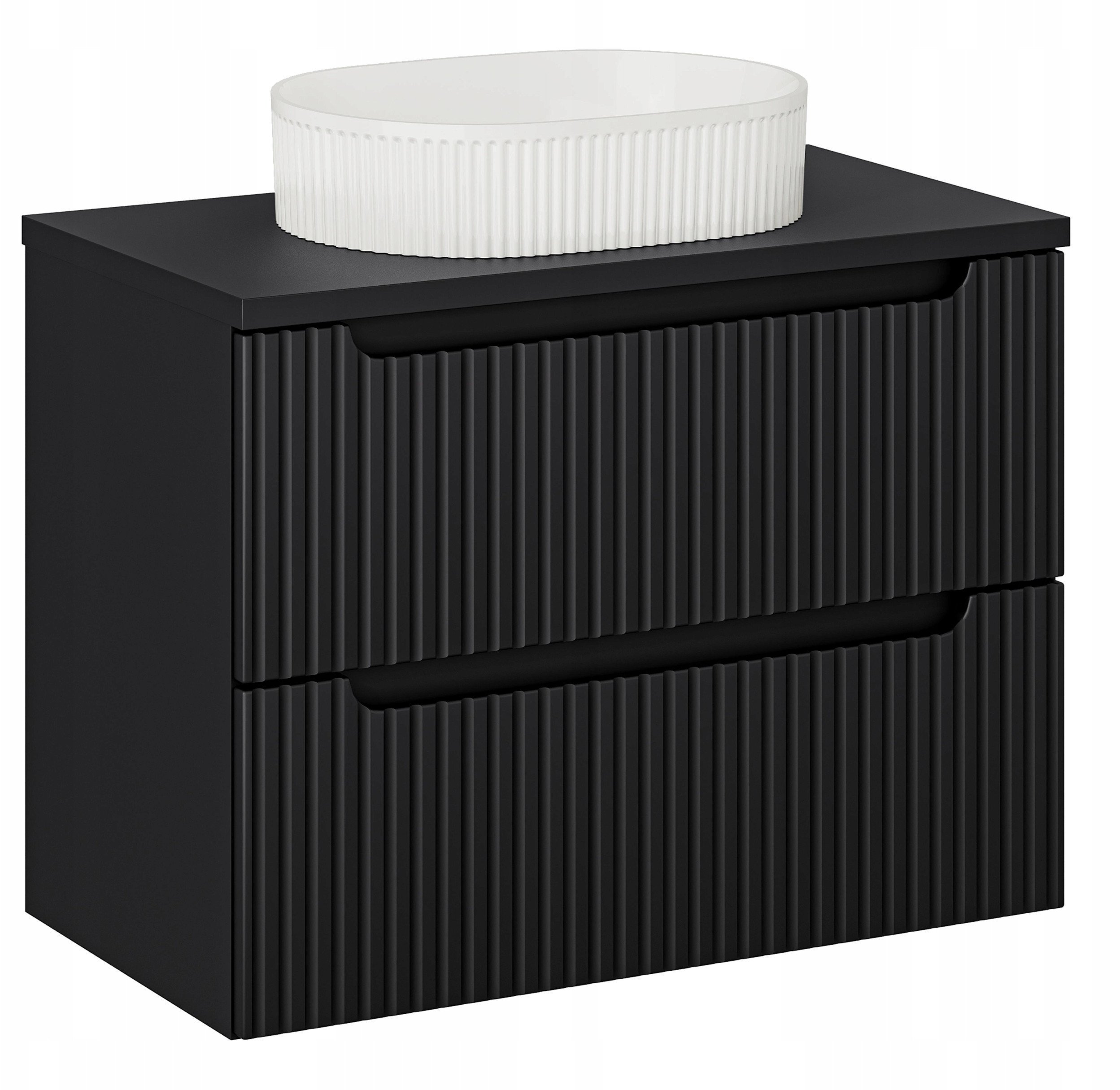 CZARNA szafka łazienkowa NOVA BLACK z umywalką i blatem 80 cm z szufladami