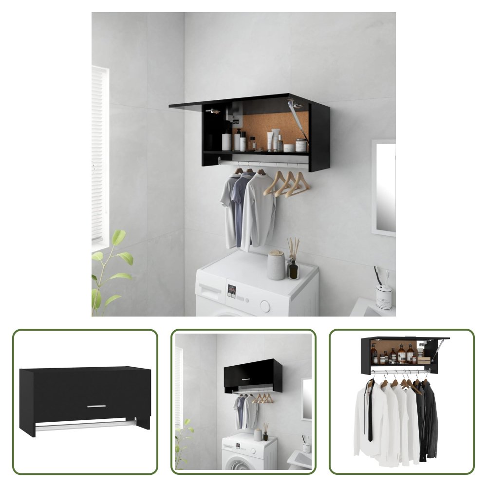 The Living Store Szafa czarna 70x32,5x35 cm Materiał drewnopochodny