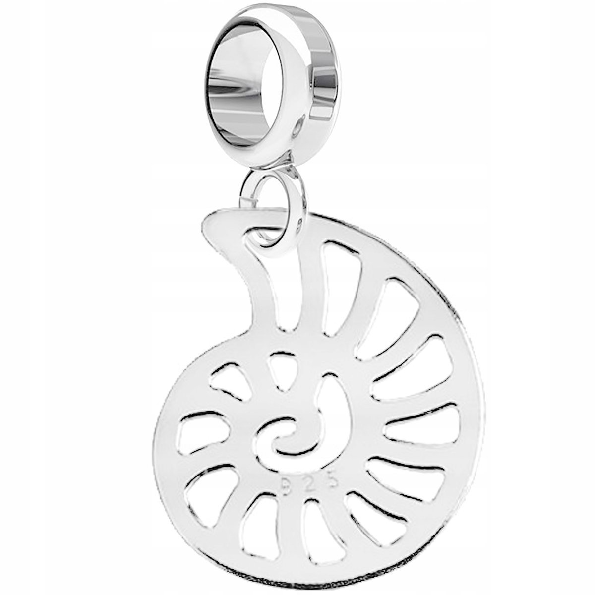 Charms Srebrny Blaszka z Muszelką Ażurowa Muszla Morze Plaża SREBRO 925
