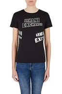 Koszulki i topy damskie - Armani Exchange Damska koszulka z krótkim rękawem, regularny krój, z logo na plecach i przodzie, czarna, bardzo duża, czarny, XL - miniaturka - grafika 1