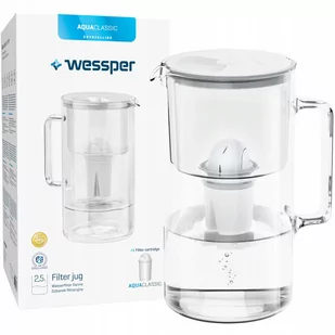 Dzbanek filtrujący szklany Wessper 3,3l Biały + 1x Filtr AquaClassic - Dzbanki filtrujące - miniaturka - grafika 1