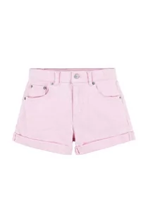 Spodnie i spodenki dla dziewczynek - Levi's szorty jeansowe dziecięce kolor różowy gładkie regulowana talia - grafika 1