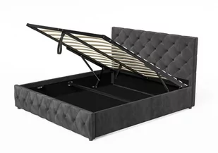 Łóżko tapicerowane z pojemnikiem LB-46 | 160x200 | Welur | Popiel - Łóżka - miniaturka - grafika 1