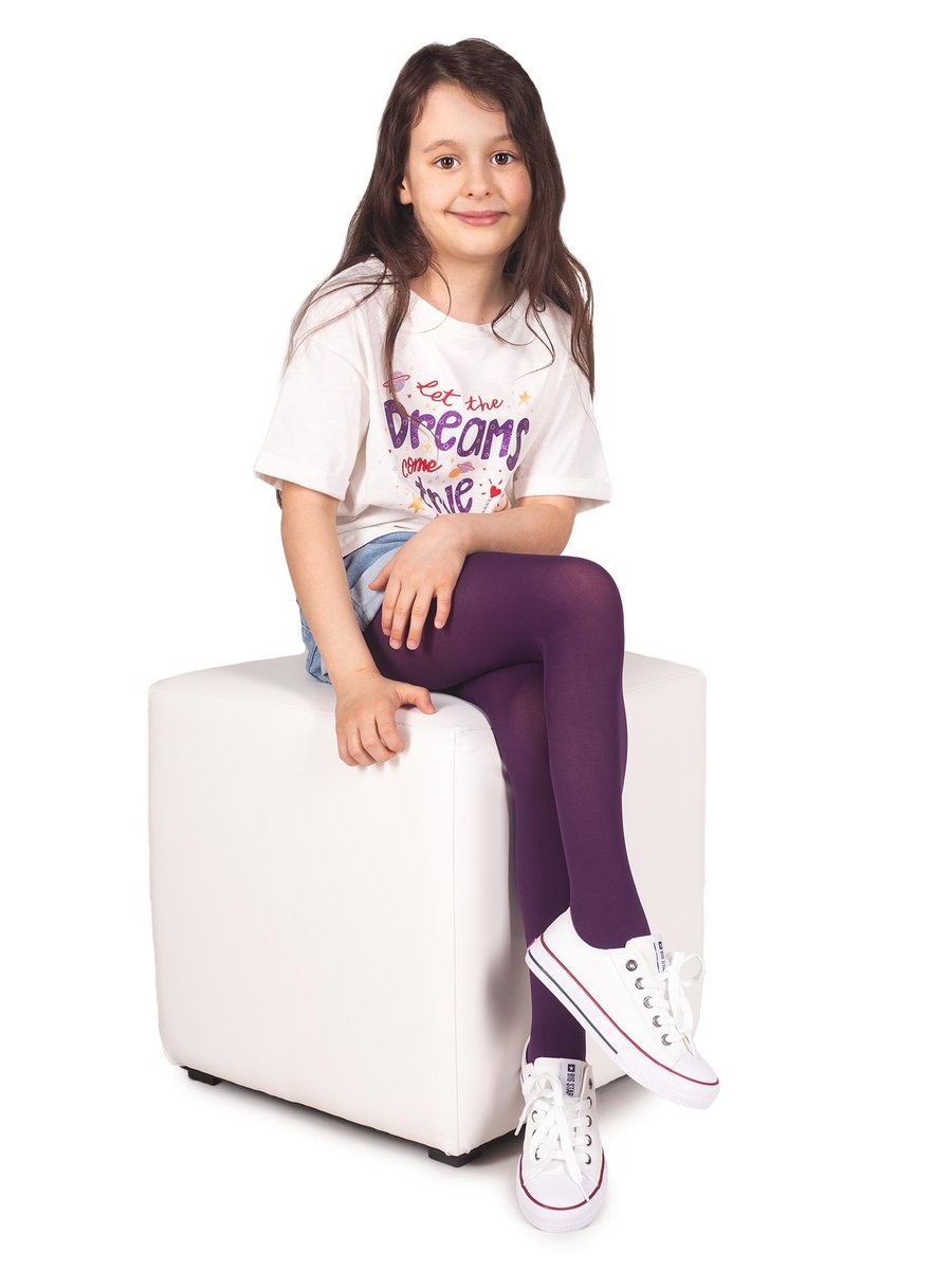 Rajstopy dziecięce, Mikrofibra Gładkie Fioletowe 40 DEN, 152-158