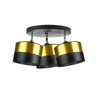 Lampy sufitowe - Czarna lampa sufitowa 3-płomienna regulowana DAKOTA GLAM złote klosze - miniaturka - grafika 1
