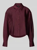 Bluzki damskie - Bluzka o kroju relaxed fit z długim rękawem z lejącej mieszanki wiskozy model ‘RAQUEL’ - miniaturka - grafika 1