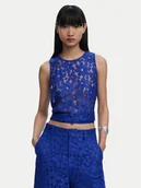 Koszulki i topy damskie - Desigual Top Tanatos 25SWBW25 Niebieski Slim Fit - miniaturka - grafika 1