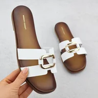 Klapki i japonki damskie - Klapki damskie z ozdoba białe Sergio Leone SK077H - miniaturka - grafika 1