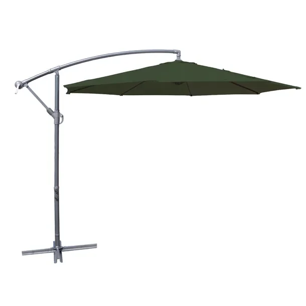 Parasol Ogrodowy Duży Składany Zielony Tarasowy 300 Cm Wysięgnik 8 Ramion