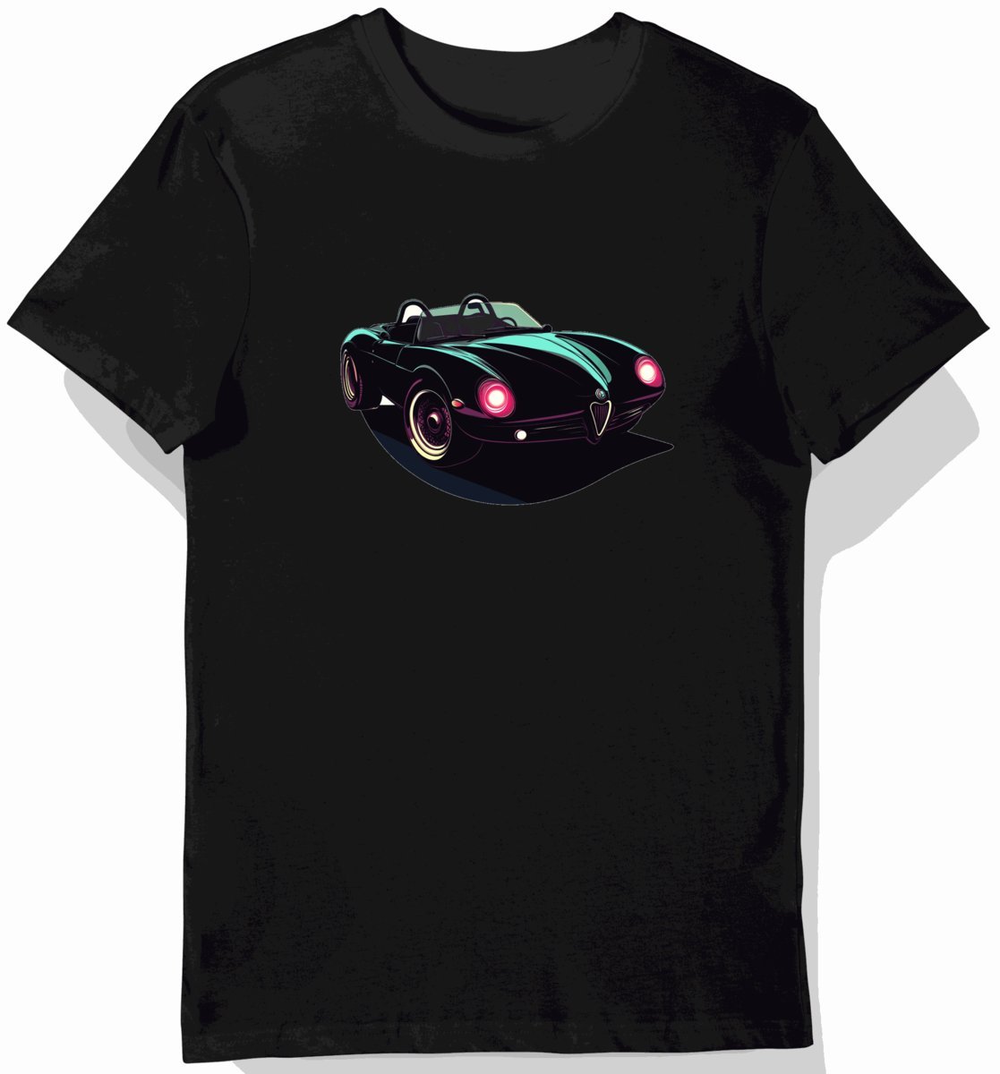 Koszulka męska czarna z motywem klasycznego auta Alfa S