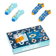Skarpetki męskie - ZOOKSY kolorowe skarpety stopki męskie w zestawie r.41-46 2 pary, morskie stopki, stopki w latarnie i kotwice - mixTURY MORSKIE - miniaturka - grafika 1