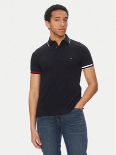 Tommy Hilfiger Polo Flag Cuff MW0MW38458 Granatowy Slim Fit - Koszulki męskie - miniaturka - grafika 1