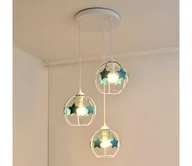 Wyposażenie pokoiku dziecięcego - Żyrandol dziecięcy na lince STARS 3xE27/15W/230V turkusowy/biały - miniaturka - grafika 1