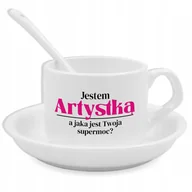 Gadżety dla niej i dla niego - Zestaw Filiżanka Łyżeczka Podstawka JESTEM ARTYSTKĄ Na Prezent Wzory - miniaturka - grafika 1