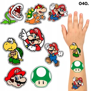 TATUAŻE ZMYWALNE DLA DZIECI TYMCZASOWE SUPER MARIO - 8 EL. / 150 WZORÓW - Zabawki kreatywne - miniaturka - grafika 1