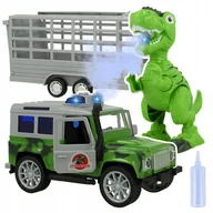 Zabawki interaktywne dla dzieci - Samochód Terenowy Z Przyczepą + Dinozaur Jeep Na Napęd Dym Światło Dźwięk Z2016 - miniaturka - grafika 1