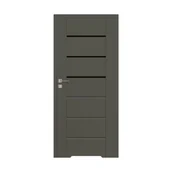 Drzwi wewnętrzne - Skrzydło drzwiowe bezprzylgowe łazienkowe z podcięciem wentylacyjnym Quanto Grafit mat 70 Prawe Voster - miniaturka - grafika 1