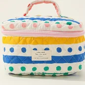 Inne - Modna pikowana kosmetyczka, bawełniana, słodka przenośna torebka-organizer - miniaturka - grafika 1