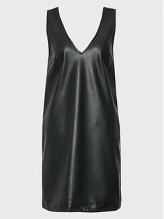 Sukienki - Vila Sukienka z imitacji skóry Aly 14081078 Czarny Regular Fit - grafika 1