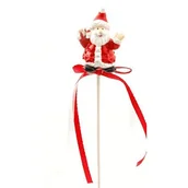 Ozdoby bożonarodzeniowe - Święty Mikołaj z kokardą na piku 25 cm mix kształtów biało-czerwony - miniaturka - grafika 1
