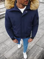 Kurtki męskie - Kurtka zimowa męska z futerkiem granatowa OZONEE JS/M2019/215Z - Ozonee - miniaturka - grafika 1