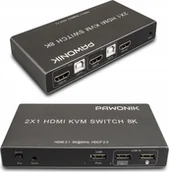 Rozgałęźniki - Pawonik KONSOLA KVM HDMI 2.1 PRZEŁĄCZNIK SWITCH 4K120HZ 8K - miniaturka - grafika 1