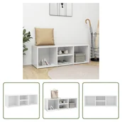 Szafki na buty - The Living Store Ławka na buty biała 105x35x35 cm Materiał drewnopochodny - miniaturka - grafika 1