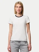 Koszulki i topy damskie - Pieces T-Shirt May 17154483 Biały Slim Fit - miniaturka - grafika 1