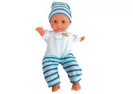 Lalki dla dziewczynek - Lalka bobas niebieska piżama w paski 30cm Leantoys - miniaturka - grafika 1