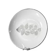 Tace i patery - Patera Ceramiczna Ze Srebrnymi Liśćmi Erika 28X28X4 Biała - miniaturka - grafika 1