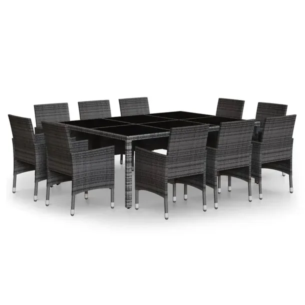 Zestaw Mebli Ogrodowych Stół 200x150x75 cm i 10 Krzeseł Szary Polirattan