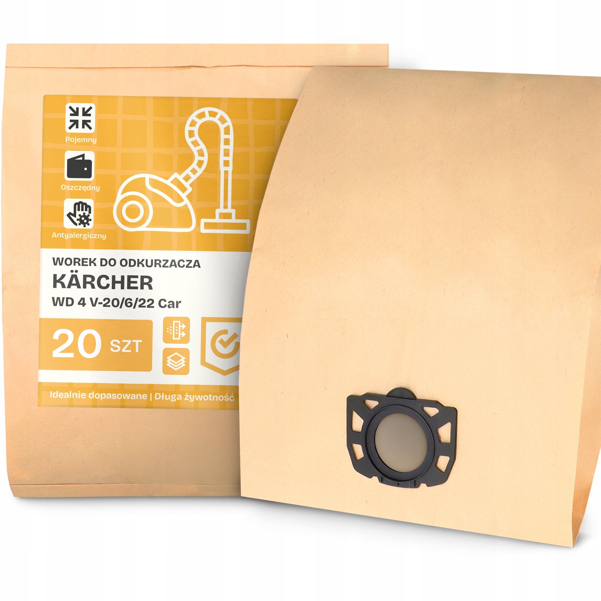 20x Worek do Odkurzacza Kärcher Wd 4 V-20/6/22 Car Mikrowłókna Worki 2A-W