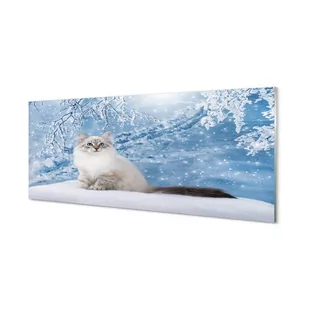 Nowoczesny lacobel z grafiką Kot zimą 125x50 cm - Dekoracje domu - miniaturka - grafika 1