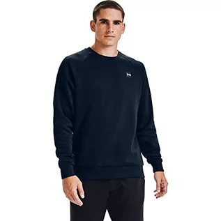 Swetry męskie - Under Armour Rival Fleece Crew, sportowy sweter o luźnym kroju, wygodny i ciepły męski sweter męski, granatowy, M - grafika 1