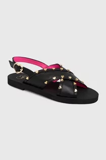 Sandały damskie - Love Moschino sandały skórzane damskie kolor czarny JA16402G0IIA0000 - grafika 1