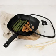 Patelnie - Patelnia grillowa z pokrywką 28cm BerlingerHaus BH-8184 Matte Black - miniaturka - grafika 1