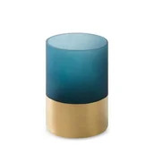 Świeczniki - Świecznik Ze Szkła Artystycznego Musa 10X15 Granatowy + Złoty - miniaturka - grafika 1