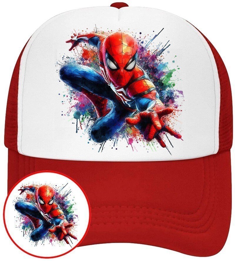 Czapka z Daszkiem SpiderMan Czerwona z Nadrukiem Lato Siatka Bejsbolówka