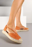 Espadryle damskie - Pomarańczowe Espadryle z Plecioną Podeszwą i Wycięciem po Bokach Anniran - miniaturka - grafika 1