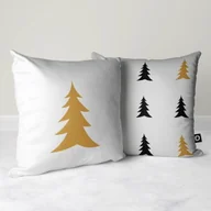 Poduszki dekoracyjne - Poduszka WINTER wzór BN06 | czarne i musztardowe skandynawskie choinki poduszka 40 x 40 cm (z wypełnieniem) - miniaturka - grafika 1