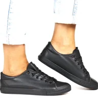 Trampki damskie - TRAMPKI TENISÓWKI DAMSKIE BUTY SPORTOWE NEWS 1500 CZARNE - miniaturka - grafika 1