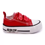 Buty dla dziewczynek - BIG STAR SHOES Dziecięce Materiałowe Trampki Na Rzep Big Star KK374076 Czerwone - miniaturka - grafika 1