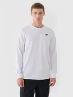 Koszulki sportowe męskie - Męski longsleeve basic 4F 4FWMM00TLONM432 - biały - miniaturka - grafika 1