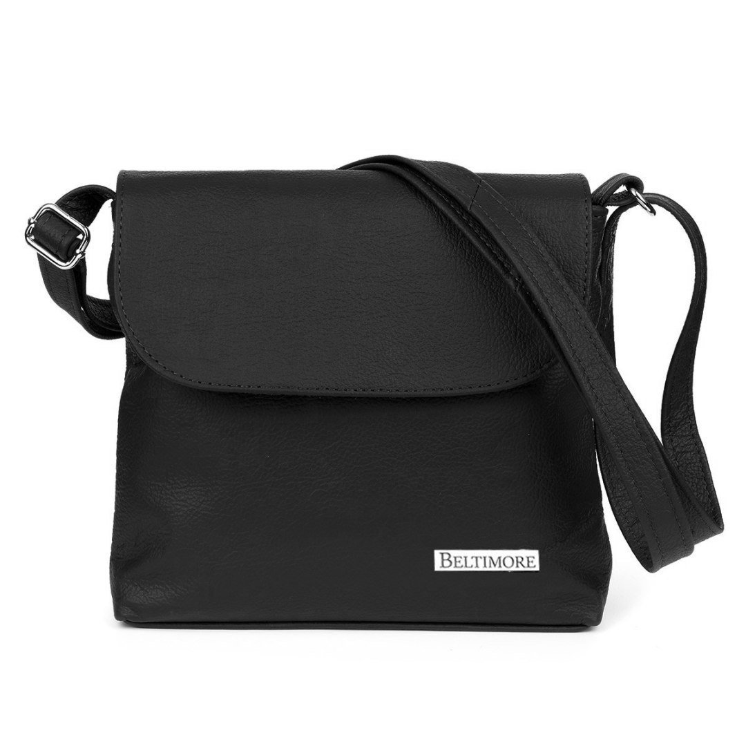 Torebka skórzana listonoszka damska mała przewieszka Beltimore H32 czarny