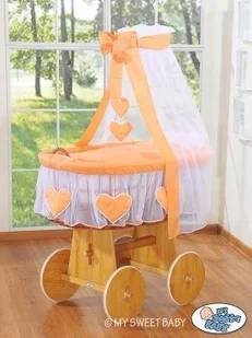 My Sweet Baby Kosz Mojżesza z baldachimem- Amelie brzoskwiniowy - Łóżeczka i kojce - miniaturka - grafika 1